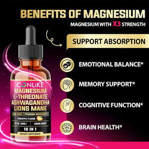 Gouttes liquides de magnésium sauvage OEM, extrait d'ashwagandha, de crinière de <span class=keywords><strong>lion</strong></span>, de ginseng, 99% d'ingrédients actifs, extraits de feuilles d'herbes, aliments santé - Product Image 5