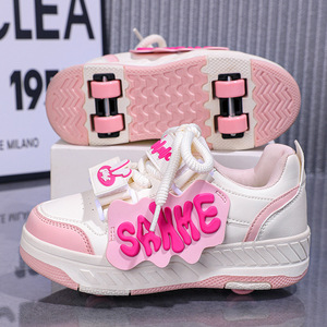 Shake Pink White Sneakers Women Sporty <b>Round</b> Toe Lace up Rubber Outsole All Seasons Synthetic Upper <b>Cushioned</b> 3D Printed - Product Image 3