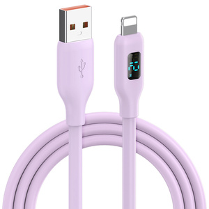 Câble de données USB 8 broches en silicone à charge rapide 12W avec affichage numérique LED de bonne qualité pour <span class=keywords><strong>iPhone</strong></span>, certifié CE/FCC, garantie <span class=keywords><strong>12</strong></span> mois - Product Image 2