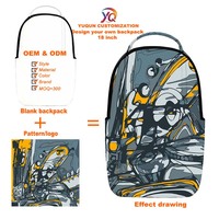 Sac à dos de sublimation abstrait graffiti pour ordinateur portable 18 pouces, sac d'école, vente en gros, design original, sac à dos OEM