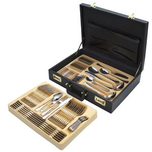 Juego de Cubiertos de Acero Inoxidable de 72 y 84 Piezas con Estuche de Madera para Regalo, para Comer en Casa - Product Image 1