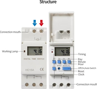 Interruptor Temporizador Electrónico Digital Semanal Programable a Prueba de Agua AHC-15A, Interruptor de Tiempo para Escaleras 16A 230V