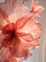 Ensemble de fleurs géantes en organza rose corail pour suspension, décoration commerciale pour galeries d'art, centres commerciaux, toiles de fond de plafond et ornements