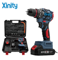 Ensemble d'outils électriques sans fil Xinity 21V, perceuse à moteur sans balais, batterie 3.0Ah à vitesse variable, construction métallique, OEM/ODM