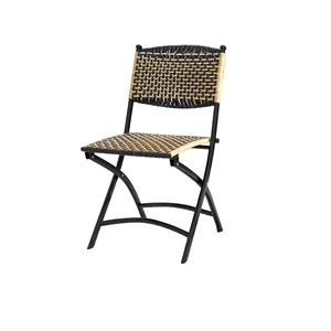 Chaise à dossier en rotin tissé à chaud, pliable, pour les loisirs de plein air, Restaurant, rangement PE, chaise pratique