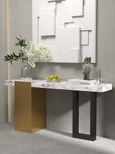 Placa de piedra de mármol de lujo ligera italiana moderna mesa de consola ultra estrecha para sala de estar Villa Hotel <span class=keywords><strong>pasillo</strong></span> - Product Image 3