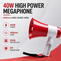 Mégaphone portable 40W, haut-parleur sans fil, corne en PP, portable pour événements, publicité, patrouille