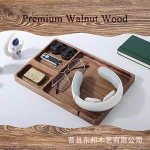 Rectangular <b>Solid</b> <b>Wood</b> Storage Tray 4 7 Compartments Multifunctional Phone Watch Key Organizer Entryway <b>Desk</b> Organizer - Product Image 2