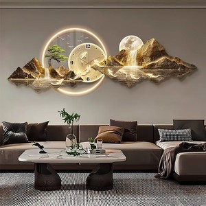 Reloj de Pared LED Acrílico, Decoración de Estilo Art Deco, Pintura de Paisaje para Sala de Estar, Arte de Pared con Función para Colgar - Product Image 5