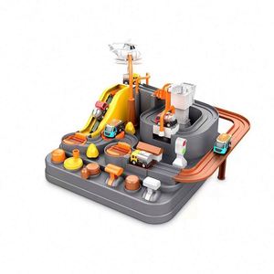 Jouets éducatifs Montessori pour enfants, circuit de course de voitures à construire avec des tuiles magnétiques - Product Image 2