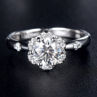 Anillo de compromiso de moissanita al por mayor, joyería de Alibaba, plata VVS 1CT, gemas geométricas, engaste chapado en platino 925, R.GEM.