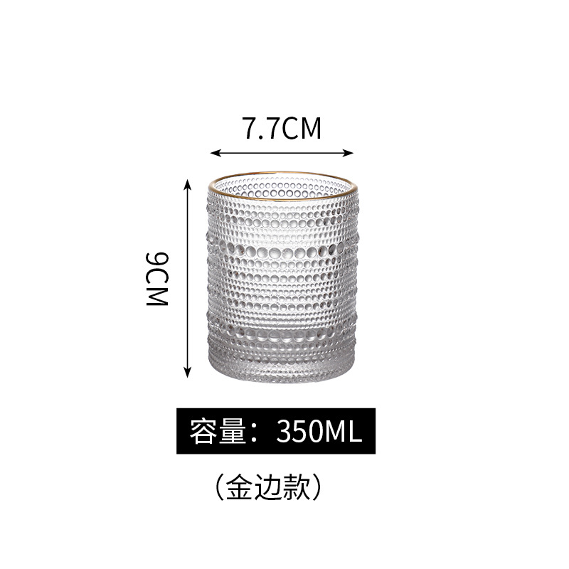 Wholesale Ins hot sale Whiskey Glass Transparent Glass Home Bar Restaurant Retro Embossed Juice Drink Cup