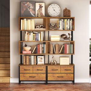 Étagère de <span class=keywords><strong>rangement</strong></span> pour <span class=keywords><strong>CD</strong></span> avec tiroir, organiseur de <span class=keywords><strong>DVD</strong></span> à 7 niveaux avec butées réglables pour livres, support de <span class=keywords><strong>rangement</strong></span> multimédia - Product Image 3