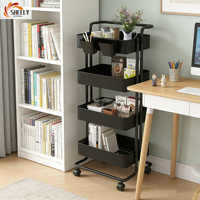 Étagère de rangement mobile XL en acier au carbone à 2/3/4 niveaux, design moderne et écologique pour l'organisation des articles divers du salon