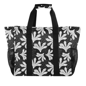 Bolsa de Playa Personalizada con Diseño de Flores Hawaianas Aloha, Bolsa de Almacenamiento Grande, Cesto para Ropa Sucia, Bolsa Protectora con Asas Negras - Product Image 3