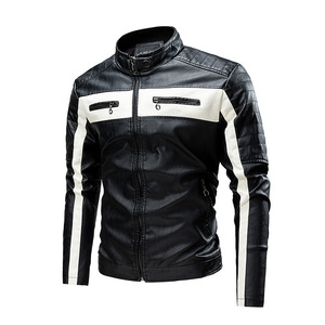 Giacca <span class=keywords><strong>di</strong></span> <span class=keywords><strong>pelle</strong></span> da uomo personalizzata <span class=keywords><strong>di</strong></span> alta qualità giacca da moto elegante <span class=keywords><strong>con</strong></span> spessa <span class=keywords><strong>pelliccia</strong></span> in PU stile Casual per l'autunno in bicicletta - Product Image 1