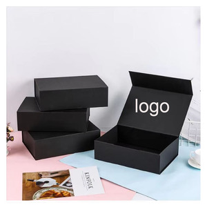 Boîte pliante en papier <span class=keywords><strong>noir</strong></span> <span class=keywords><strong>mat</strong></span> de luxe personnalisée de haute qualité, très vendue, avec couvercle magnétique, boîte cadeau pliante magnétique - Product Image 1
