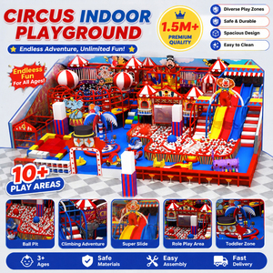 Parque Infantil Interior Temático de Payaso de Circo con Juego Interactivo de Proyector y Tobogán de Olas - Product Image 1