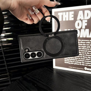 360 rotatif en aluminium pliant béquille PU étui de téléphone en cuir pour Samsung Galaxy <span class=keywords><strong>Z</strong></span> pli 7 6 5 <span class=keywords><strong>4</strong></span> couverture magnétique de charge sans fil - Product Image 3