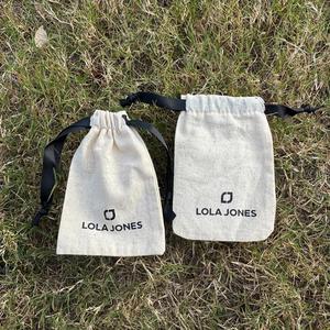 Organic Cotton Muslin Bag <b>Pouch</b> for Handbag Custom Logo Printed Eco Friendly Cotton <b>Drawstring</b> Dust Gift Bag - Product Image 2