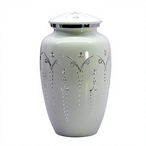 Urna Decorativa de Metal Blanco de Lujo con Tapa – Jarra de Almacenamiento Artesanal con Tallado Floral para Decoración del Hogar, Sala de Estar, Entrada, Centro de Mesa - Product Image 1