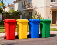 Poubelle à couvercle roulant en plastique HDPE de haute qualité, 120 litres, deux roues, écologique, rectangulaire, pour