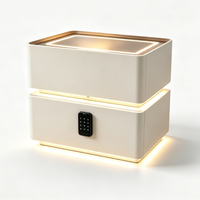 Table de Chevet Intelligente à Coins Arrondis avec Éclairage LED et Serrure Électronique à Code, Personnalisable OEM/ODM, Meuble de Chambre à Coucher