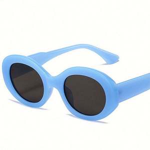 Gafas de Sol Redondas Punk para Hombre, con Logotipo Personalizado, Última Moda, Montura Grande Azul, Gafas de Sol Ovaladas para Mujer - Product Image 1