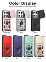 Étui de téléphone antichoc avec anneau magnétique et béquille pour Motorola Moto Signature 5G, coque arrière en TPU et PC avec protection coulissante pour l'appareil photo