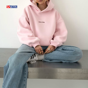 Fabricante de Hoodies Streetwear Personalizados Atacado Moda Tricotada <span class=keywords><strong>Hoodie</strong></span> Azul Feminino de Alta Qualidade Pullover Designer <span class=keywords><strong>Hoodie</strong></span> Pesado - Product Image 2