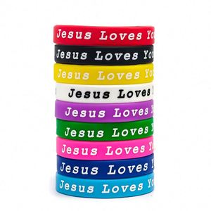 Bracelets en silicone « Jésus t'aime », bracelets en caoutchouc chrétiens motivants, bracelets religieux inspirants, cadeaux d'église - Product Image 1