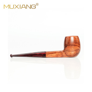 Muxiang Wooden Tobacco Pipe Straight Type Solid Wood Resin Mouthpiece Smoking Pipe - Product Image 5