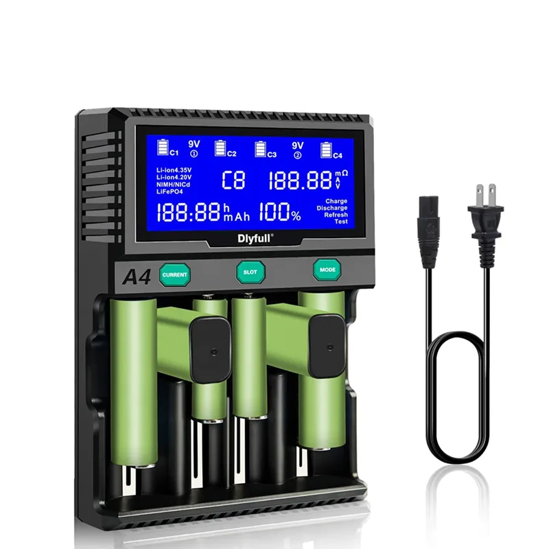 Dlyfull Smart Fast 1.2V ni-mh 3.7V li-ion 3.2V LiFePO4 caricabatteria capacità tensione Tester di resistenza interna caricabatterie