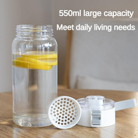 Bouteille d'eau transparente de haute qualité en gros avec couvercle à clapet, portable et anti-fuite, idéale pour le sport quotidien et les activités de plein air