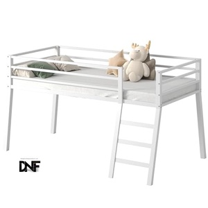 <span class=keywords><strong>Lit</strong></span> mezzanine double, <span class=keywords><strong>lit</strong></span> mezzanine bas en métal pour <span class=keywords><strong>junior</strong></span> avec escalier et barrière de sécurité, silencieux et gain de place, <span class=keywords><strong>blanc</strong></span> - Product Image 1