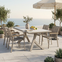 Table de jardin rectangulaire en aluminium avec plateau en PSPC thermolaqué, base en X, pour villa