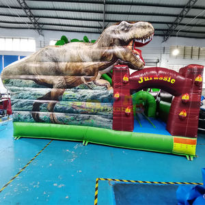 Château gonflable dinosaure jurassique avec toboggan, structure gonflable commerciale, aire de jeux gonflable pour enfants, équipement de parc - Product Image 1