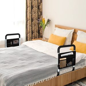 Adjustable <b>Bedside</b> Handrail With <b>Storage</b> Pockets For Elderly And Pregnant Women Home Safety Rail Assistive Device - Product Image 2