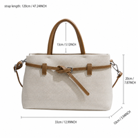 Nouveauté : Sac fourre-tout pour femme avec ceinture décorative, grande capacité, sac à main avec bandoulière amovible, fermeture éclair, sac bandoulière pour usage quotidien