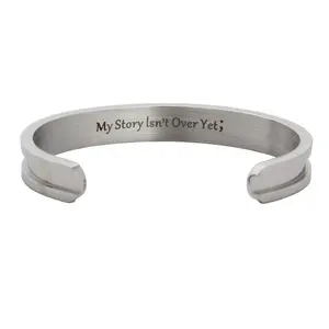 cheap wholesale 316L stainless steel channel bangle for inlay