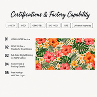 Serviette de plage hawaïenne florale 100 % coton avec impression numérique personnalisée, qualité contrôlée, haute qualité