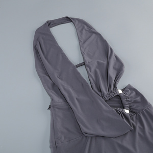 Nouvelle Robe de Soirée Formelle pour Femme, Col Halter, Dos Nu, Couleur Unie, Taille Naturelle, Boucle <span class=keywords><strong>Triangulaire</strong></span>, Cordon Élastique - Product Image 6