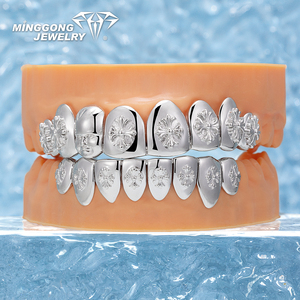 Solido Iris Crucifer croce Grillz 10K 14K 18K oro e 925 argento Sterling Top 10 inferiore 10 alla moda denti per uomo e donna - Product Image 1
