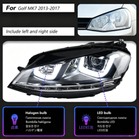 Feux de jour à LED double lentille en U avec clignotants séquentiels pour mise à niveau de l'ensemble de phares Volkswagen Golf 7 2013-2017