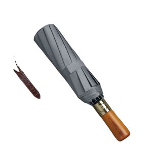 Paraguas Automático con Mango de Madera, Resistente al Viento, con Revestimiento de Goma Negra, para Sol y Lluvia, Venta al Por Mayor para Publicidad Empresarial - Product Image 1