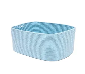 Cesto portaoggetti in cotone intrecciato cestino portaoggetti colore blu
