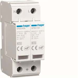 SPB215R ปรับแต่งได้ด้วยชุดอุปกรณ์ Hagers SPD 2P T2 TNS/TT 15kA พร้อมหน้าสัมผัสเสริม - Product Image 1
