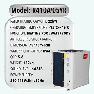 Bomba <span class=keywords><strong>de</strong></span> Calor para Piscina 05YR/22kW 380V COP5.6, Intercambiador <span class=keywords><strong>de</strong></span> Titanio Anti-Impactos IPX4, Descongelación Automática -15 ° C~46 ° Calentador <span class=keywords><strong>de</strong></span> Agua para Piscina C - Product Image 2
