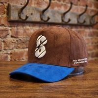 Casquette de baseball en faux daim personnalisée de haute qualité, 5 panneaux, logo brodé 3D, bicolore, ajustable, streetwear, chapeaux en daim