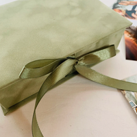 Boîte cadeau en velours pliable de luxe avec logo personnalisé, vert olive, avec ruban, gaufrage, feuille d'or pour emballages cadeaux en daim